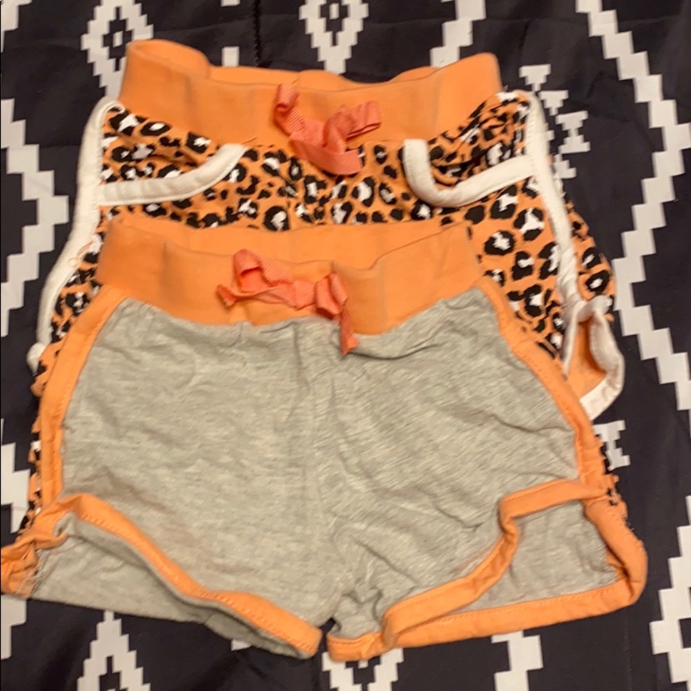 Girls Orange Cheetah Print Shorts Lot